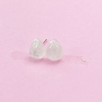 Sterling Silver Natural Quartz Crystal Teardrop Stud Earrings, N5617