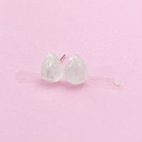 Sterling Silver Natural Quartz Crystal Teardrop Stud Earrings, N5617