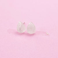 Sterling Silver Natural Quartz Crystal Teardrop Stud Earrings, N5617