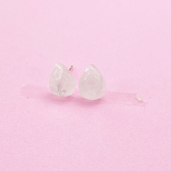 Sterling Silver Natural Quartz Teardrop Stud Earrings, N5617