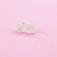 Sterling Silver Natural Quartz Crystal Teardrop Stud Earrings, N5617