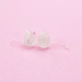 Sterling Silver Natural Quartz Crystal Teardrop Stud Earrings, N5617