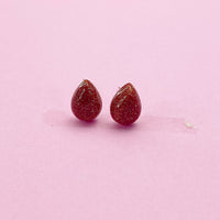 Sterling Silver Synthetic Goldstone Teardrop Stud Earrings, N5618