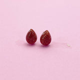 Sterling Silver Synthetic Goldstone Teardrop Stud Earrings, N5618