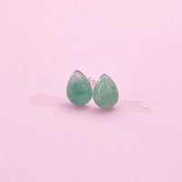 Sterling Silver Natural Green Aventurine Teardrop Stud Earrings, N5619