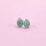 Sterling Silver Natural Green Aventurine Teardrop Stud Earrings, N5619