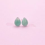 Sterling Silver Natural Green Aventurine Teardrop Stud Earrings, N5619
