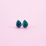 Sterling Silver Synthetic Malachite Teardrop Stud Earrings, N5622