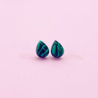 Sterling Silver Synthetic Malachite Teardrop Stud Earrings, N5622