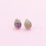 Sterling Silver Natural Labradorite Teardrop Stud Earrings, N5623