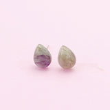 Sterling Silver Natural Labradorite Teardrop Stud Earrings, N5623