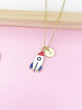 Rocket Necklace, Spacecraft Aircraft Vehicle Rocket Necklace Gifts, Best Graduation Gift, Birthday Gifts, Personalized Initial Gift, N4354