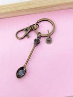 Spoon with Crown and Cross Charm Keychain, AN2663