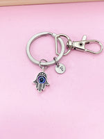 Silver Hamsa Hand with Evil Eye Charm Keychain, Evil Eye Keychain, N2616