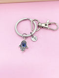 Silver Hamsa Hand with Evil Eye Charm Keychain, Evil Eye Keychain, N2616
