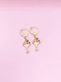Gold Pink Orange Cherry Cocktail Earrings, N3176