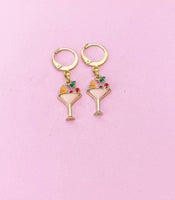 Gold Pink Orange Cherry Cocktail Earrings, N3176