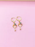 Gold Pink Orange Cherry Cocktail Earrings, N3176