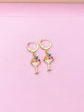 Gold Pink Orange Cherry Cocktail Earrings, N3176