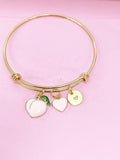 Gold Peach Pink Heart Bracelet, Girlfriend Gift from Boyfriends, Personalized Initial Gift, N4471