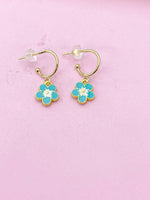 Gold Cherry Blossom Earrings, Sakura Japanese Girl Friends Jewelry Gifts, N5301A