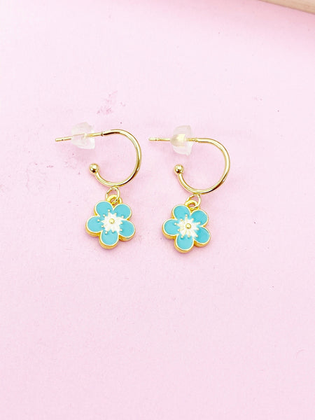 Gold Cherry Blossom Earrings, Sakura Japanese Girl Friends Jewelry Gifts, N5301A