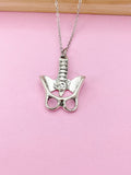Silver Anatomy Pelvis Charm Necklace, Silver Human Anatomical Spine Charm, Anatomical Charm, Personalized Gift, Doctor Gif, Nurse Gift, N283