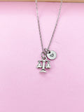 Lawyer Necklace, Justice Scale Charm, Judge Jewelry Gift, Personalized Initial Gift, N1531A