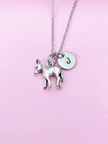 Silver Donkey Necklace, Personalized Initial Charm
