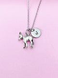Silver Donkey Necklace, Personalized Initial Charm, N685