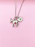 Silver Donkey Necklace, Personalized Initial Charm, N685