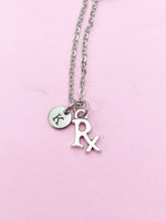 Rx Necklace, Silver Rx Charm, Pharmacist Gift, Graduation Gifts, Pharmacist Necklace, Medical Drugstore Gift, Pharmacy Student Gift, N2239A