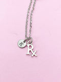 Rx Charm Necklace, Initial, Pharmacist Graduation Gift