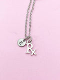 Rx Charm Necklace, Initial, Pharmacist Graduation Gift