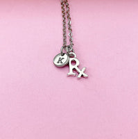 Rx Necklace, Silver Rx Charm, Pharmacist Gift, Graduation Gifts, Pharmacist Necklace, Medical Drugstore Gift, Pharmacy Student Gift, N2239A