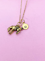 Gold Bucking Bronco Necklace, N419