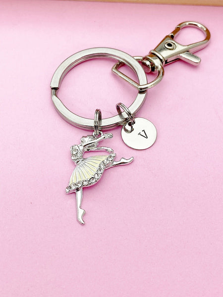 Silver Ballet Charm Keychain, Ballet Girl Charm, Ballet Charm, Dance School Gift, Ballet School Gift, Personalized Gift, N1592