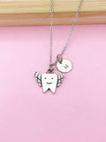 Silver Tooth with Wings Charm Necklace, N120