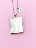 Large Stainless Steel Cross Locket Pendants Photo Frame Necklace, N5684
