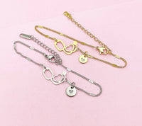 Stainless Steel Stethoscope Heart Bracelet in Gold or Silver, N5628