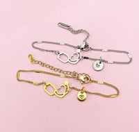 Stainless Steel Stethoscope Heart Bracelet in Gold or Silver, N5628