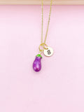 Purple Eggplant Charm Necklace in Gold, N5630