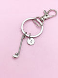 Silver Golf Club Keychain, Personalized Initial Charm, N5631