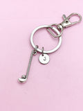 Silver Golf Club Keychain, Personalized Initial Charm, N5631