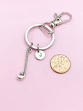 Silver Golf Club Keychain, Personalized Initial Charm, N5631
