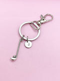 Silver Golf Club Keychain, Personalized Initial Charm, N5631