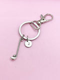 Silver Golf Club Keychain, Personalized Initial Charm, N5631