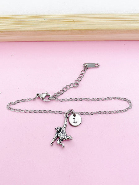 Silver or Gold Orangutan Charm Bracelet Monkey Wild Animal Zookeeper Gifts, BN249