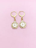 Gold Clock Earrings, N3286