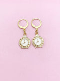 Gold Clock Earrings, N3286